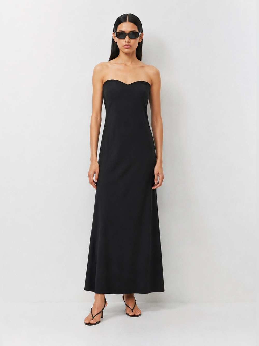 Open Edit Strapless Sweetheart Maxi Dress Black XXS NWT Nordstrom